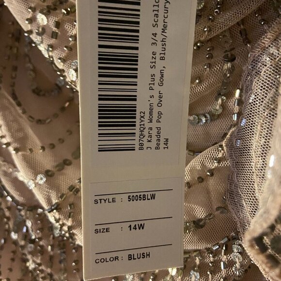 **J Kara** Women's 3/4 Scallop Beaded Pop Over Gown 14W NWT - Picture 4 of 5